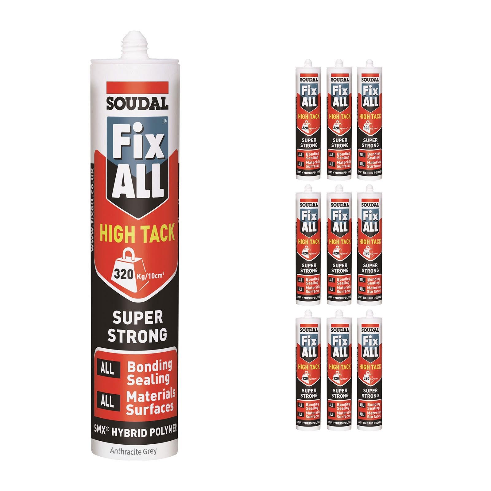 Soudal Fix ALL High Tack SMX Strong Bond Sealant Adhesive (x9) - Anth Grey