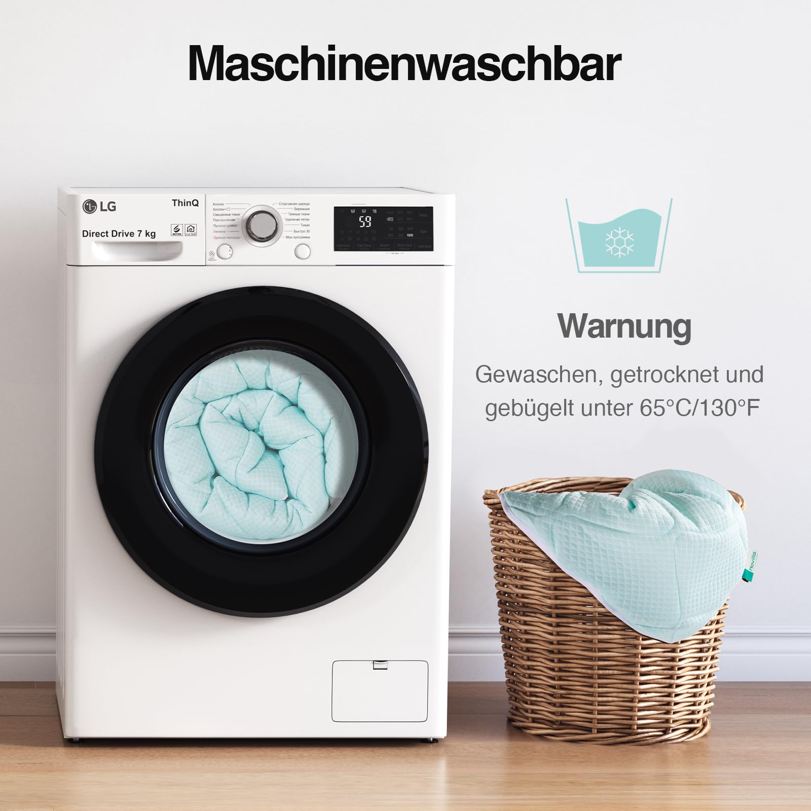 Novilla Cooling Matratzenauflage 140x200cm, Gewebe mit Kühlfaktor, Atmungsaktiv und Hautfreundliches, Dreilagiges Air-Layer-Gewebe, 3 cm Stützende Faserpolsterung, 30 cm Elastische Kante, Oeko-TEX