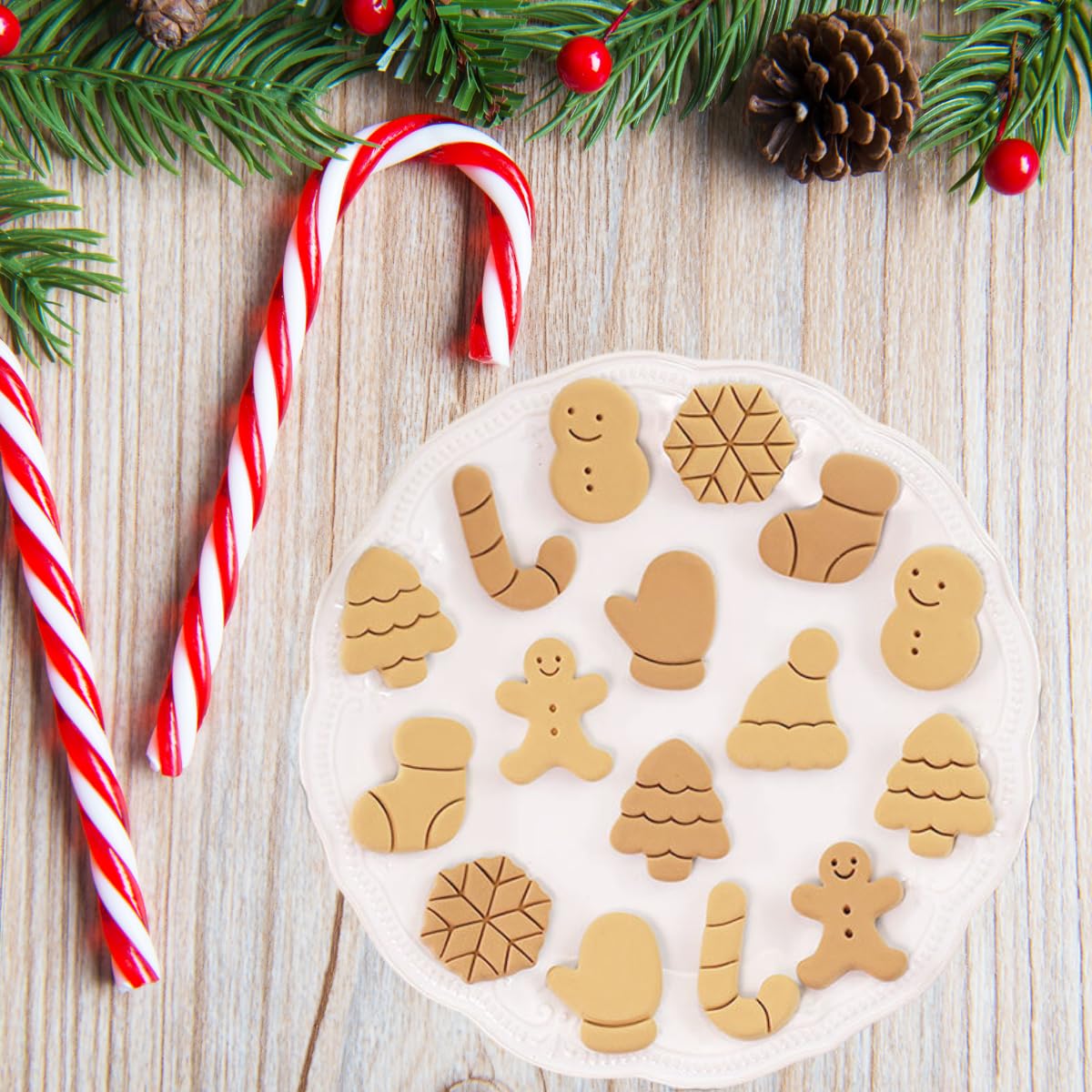 Set Di 8 Formine Per Biscotti Di Natale In Silicone, Stampini 3D Pressabili Con Forme Festive (omino Di Pan Di Zenzero, Renna, Ecc.)