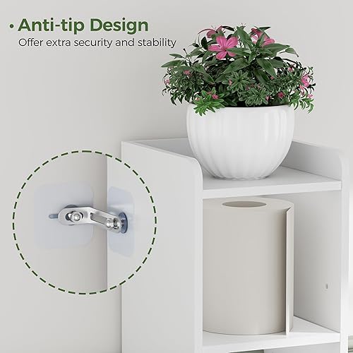 Miniatura 5 de BEWISHOME Armario de baño pequeño, gabinete de almacenamiento estrecho con estantes antipunta y ajustables, organizadores de baño y armarios de