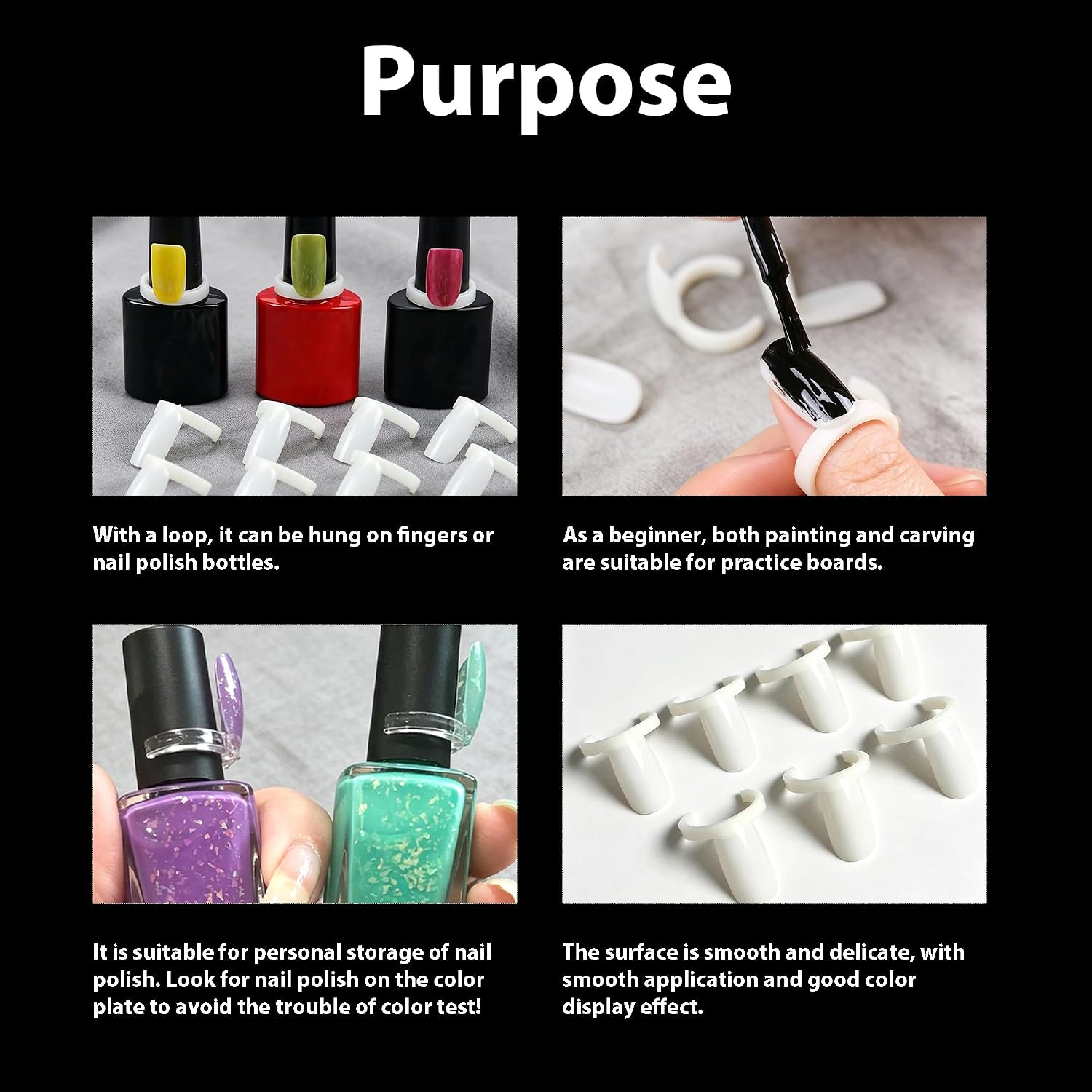 100 pcs Natural Color Nail Polish Display UV Gel Colour Pops Display Nail Art Ring Style Nail Tips False Nails