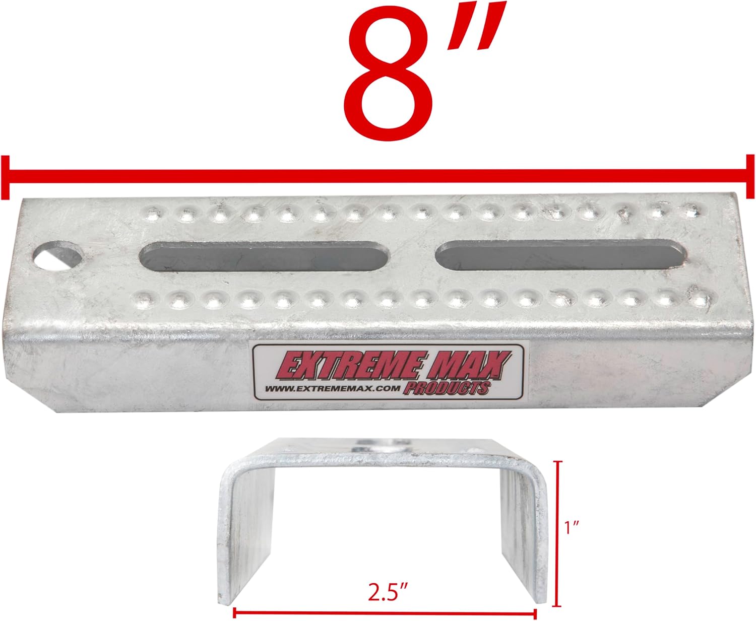 Extreme Max 3006.7024 8" Galvanized Swivel-Top Bunk Bracket with Hardware for 3" x 3" Trailer - 4-Pack
