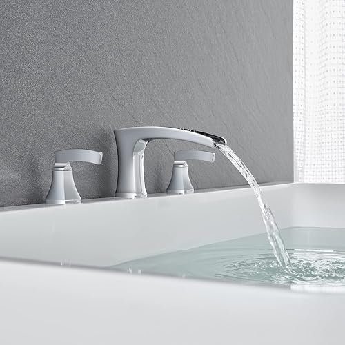 Miniatura 19 de Grifo de bañera de cascada de montaje en cubierta, grifo de bañera romano, grifos de bañera de oro cepillado, grifos de baño de latón de 3 agujeros