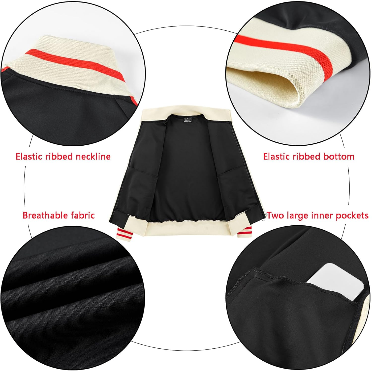 Men's Track Jackets Lightweight Long Sleeve Full Zip Streetwear Tops - Image 6