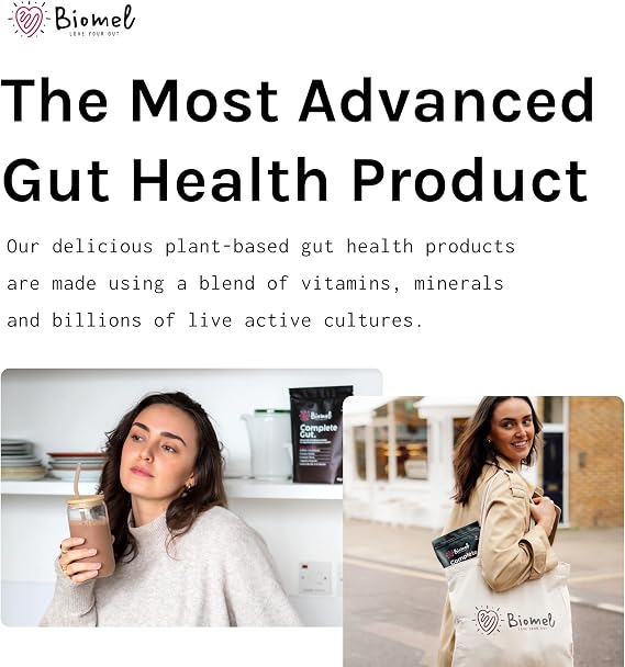 Biomel Complete Gut - Pure Vanilla - Advanced Gut Health - 450g/30 Servings - Vegan Friendly - Gluten Free - Delicious & Effective