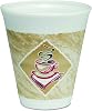 Dart 12X16G Café G Foam HotCold Cups, 12oz, White wBrown & Red Case of 1000