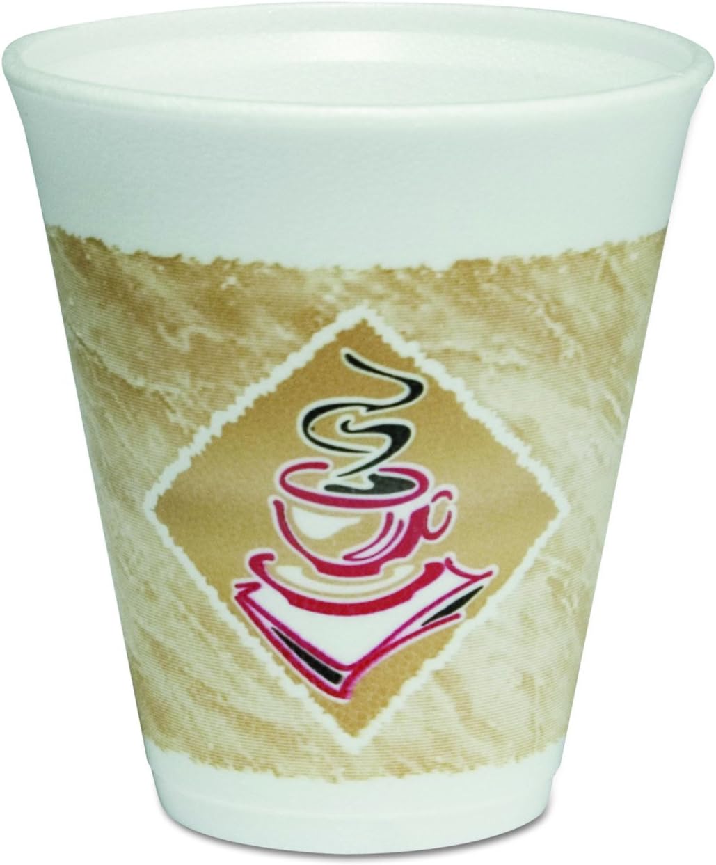 Dart 12X16G Café G Foam Hot/Cold Cups, 12oz, White w/Brown & Red (Case of 1000)