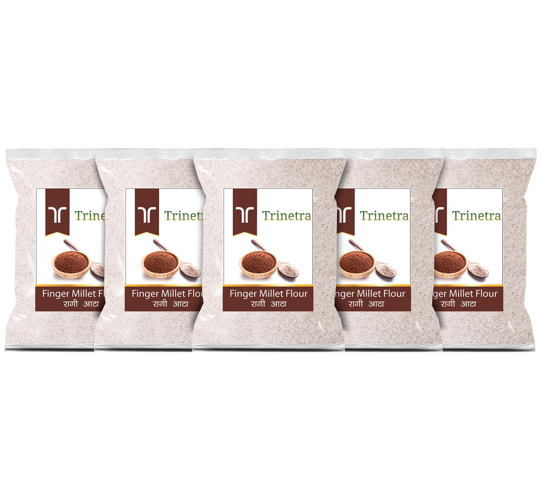 Trinetra Ragi Atta (Finger Millet Flour) | Calcium & Fibre-Rich Millet Flour | 1Kg Each (Pack Of 5) 5000 g