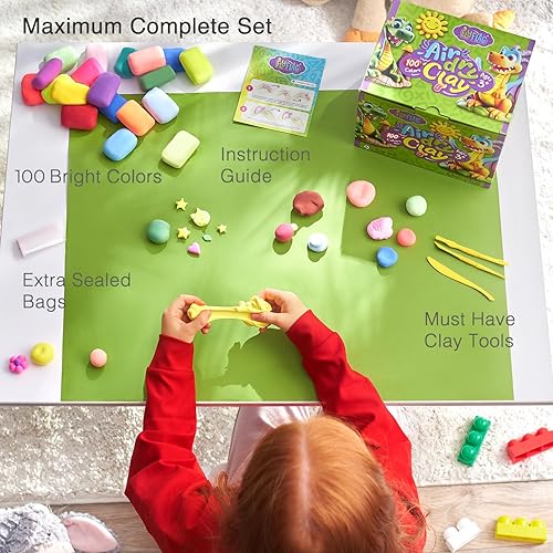 Miniatura 2 de FlyFlag - Arcilla de secado al aire  100 colores, suave y ultraligera, arcilla de modelado para niños con herramientas y tutoriales