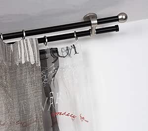 Tringle á Rideaux: 20 Mm, L. 220 Cm. Modèll Elegance Avec Tappo Chic En Acier Satiné - Complet