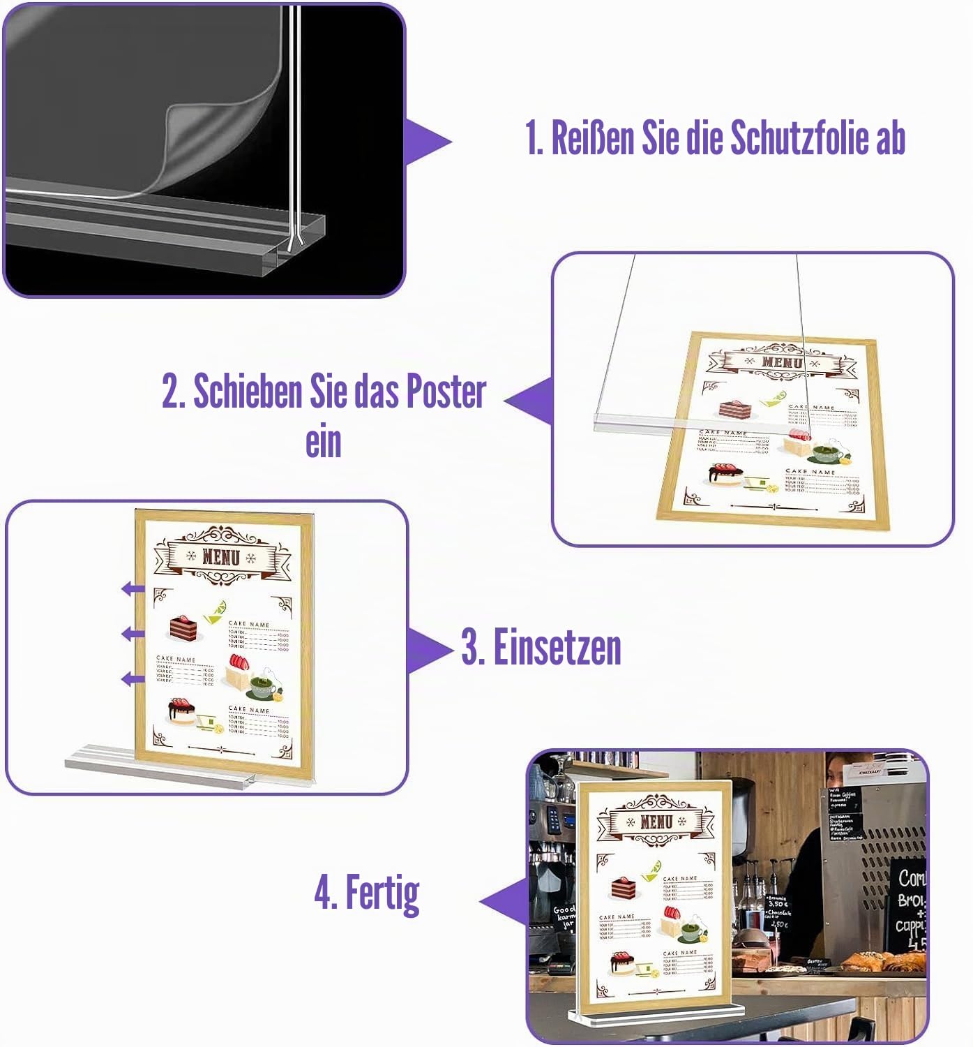 A5 T Size Acrylplakat Menü Rack, Transparenter Kunststoff Display Rack Tischständer Restaurant Hotel Dokument Büro Speicher (A5-T 10Pack)