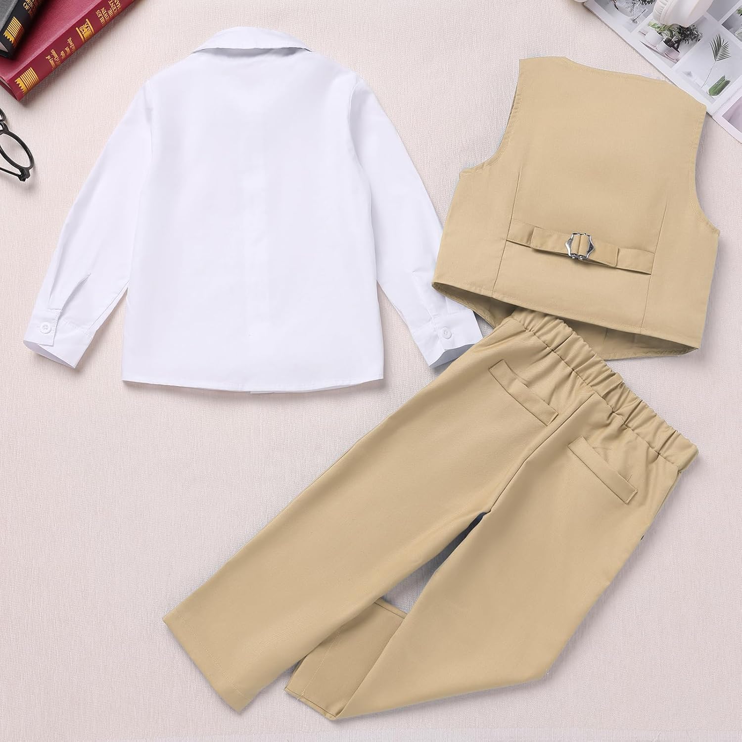 IDOPIP Toddler Kids Baby Boys Formal Suit Gentleman Outfit Long Sleeve Shirt with Bowtie + Vest + Pants Overalls Clothes 2-8T - Image 2