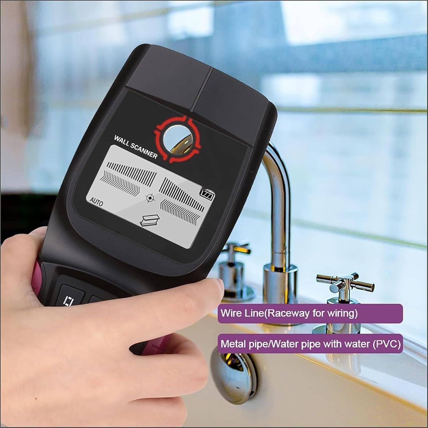 Multifunctional wall scanner, LCD HD digital wall metal detector with depth tracker, working temperature -10-50℃, detects live wires hidden in recessed locations in walls, ceilings, ribs and under woo