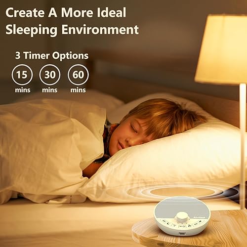 Miniatura 5 de Máquina portátil de sonido de ruido blanco con 18 sonidos de sueño, función Bluetooth alimentada por batería, perilla de control de volumen,