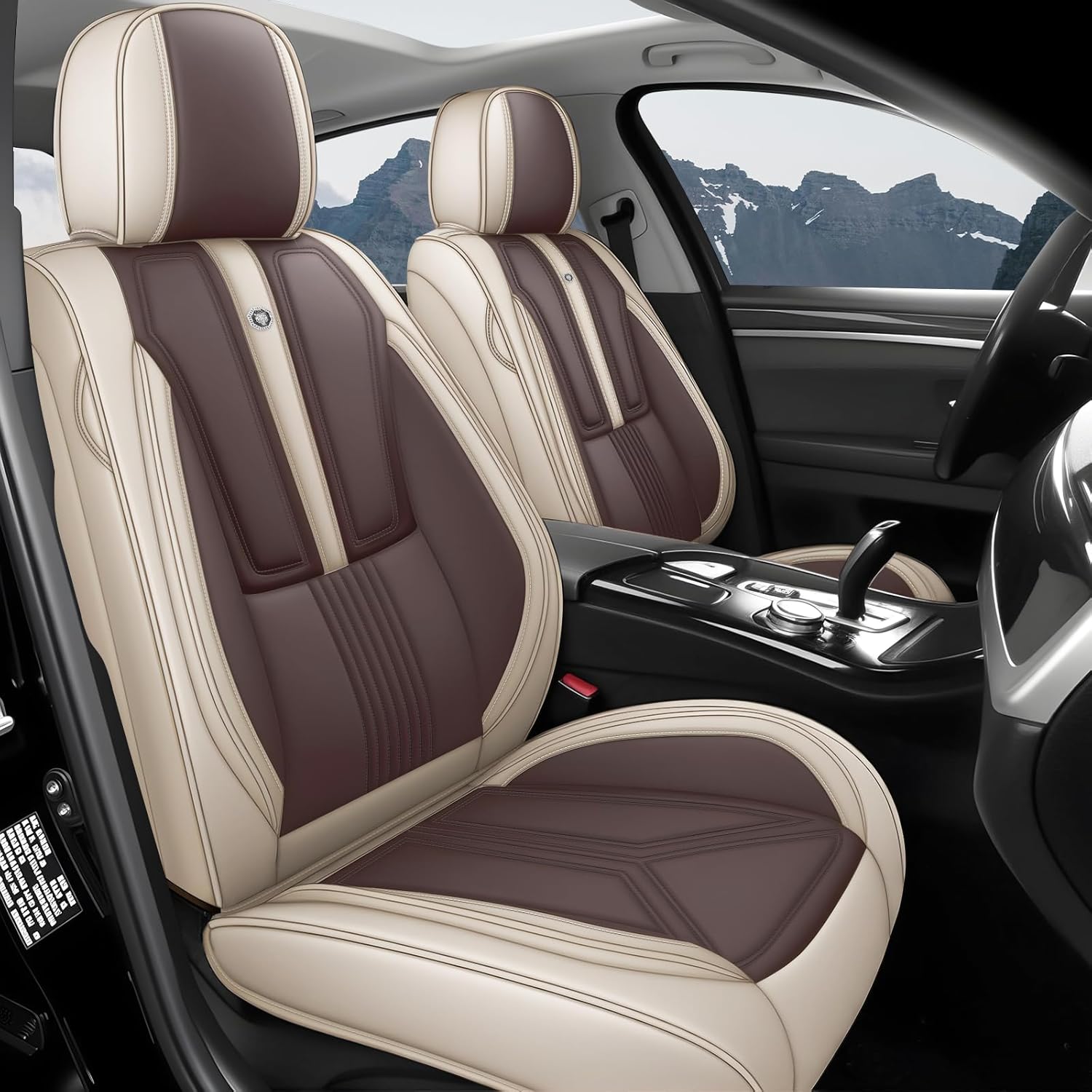 Car Seat Covers Front Set for Hyundai Santa Cruz 2022-2025,Leather Seat Cover for Car,Waterproof Seat Protector Vehicle Seat Cushions Automotive Seat Protector(2 seat,Beige&Brown)