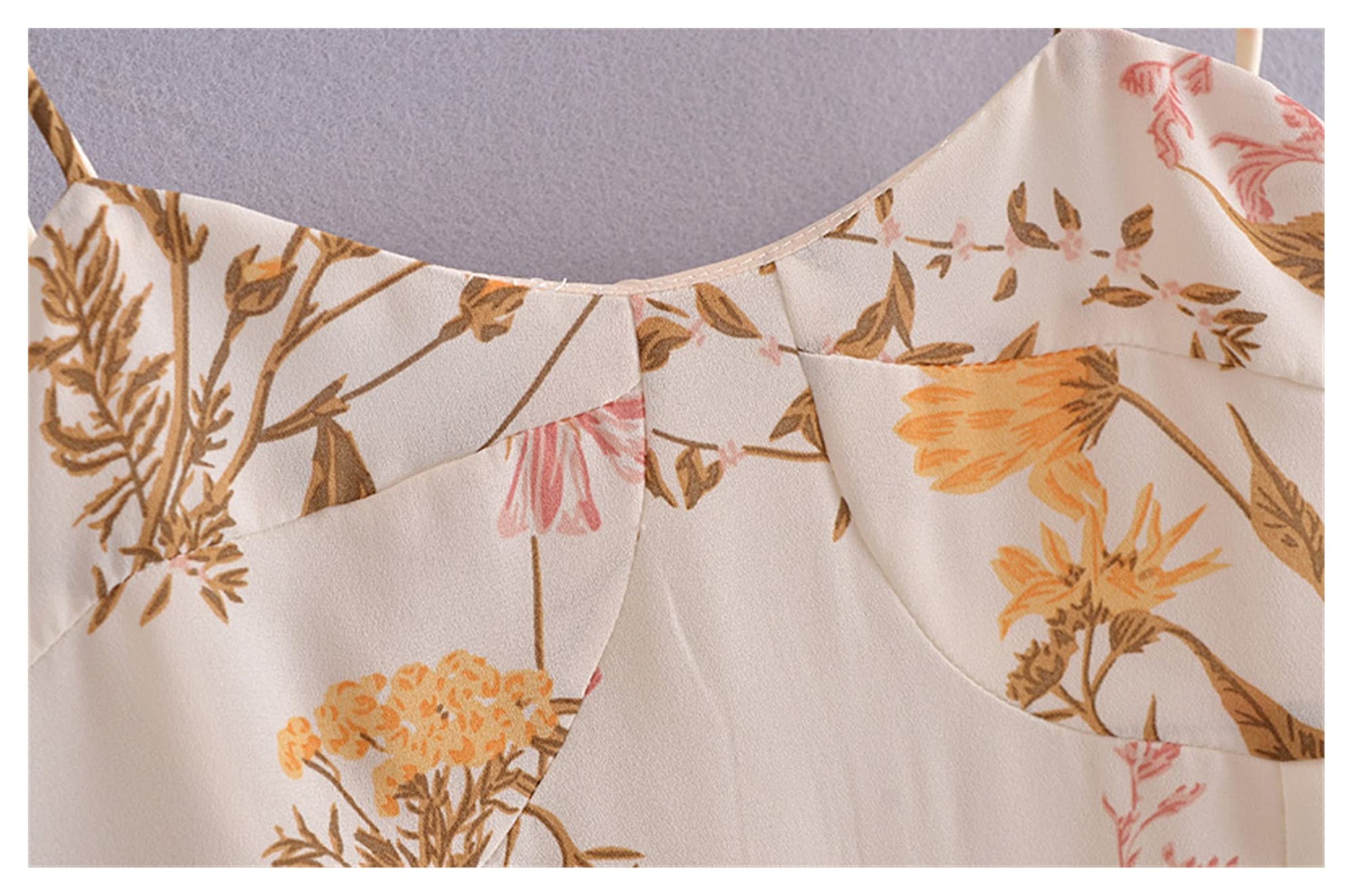 Genérico Vestido De Tirantes Finos, con Abertura Lateral, De Largo Medio, Confeccionado En Un Tejido Suave Y Cómodo, Ideal para Citas Y Vacaciones, Primavera (7113 Rufloral O231 M)