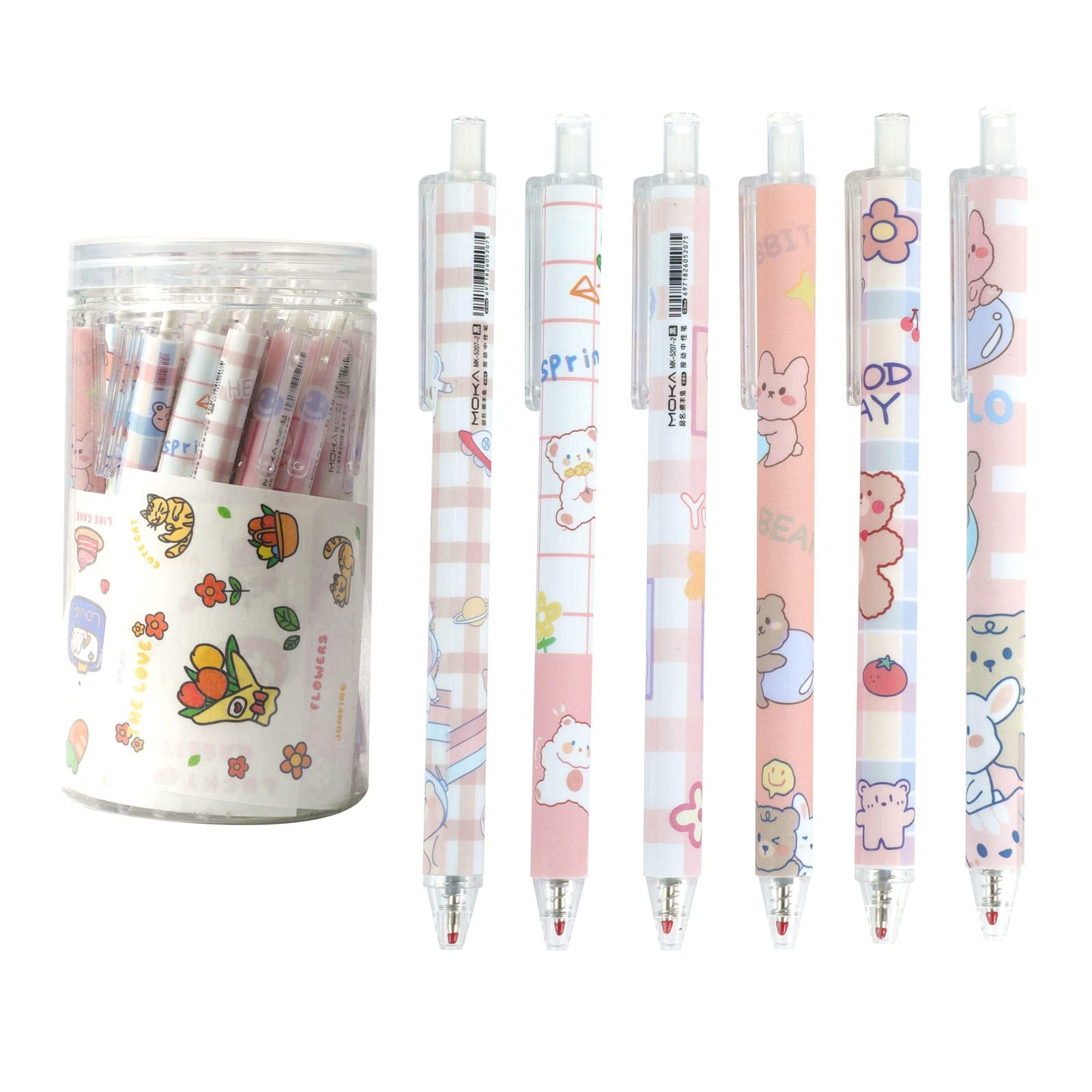 YYaaloa 32 Niedliche Gelschreiber Regenbogen-Set | 0,5 Mm, Schwarze Tinte | Kawaii-Stifte Für Schule, Büro & Geschenke
