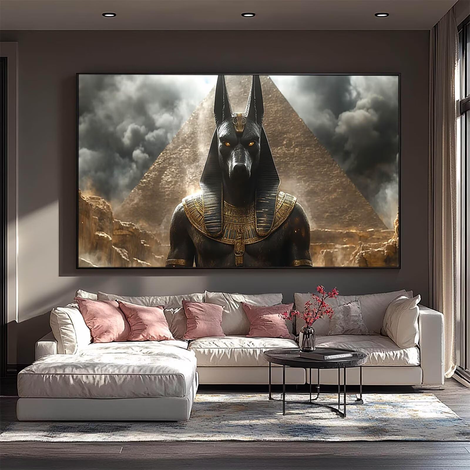 5D DIY Diamentowe Malarstwo Dorośli Anubis Diamentowe Malowanie Numerami Dorośli Piramida, Pełny zestaw do haftu Diamentowego Malowanie DIY Dzieci, Dekoracja domu Prezent 70 x 140 cm 2509-7630