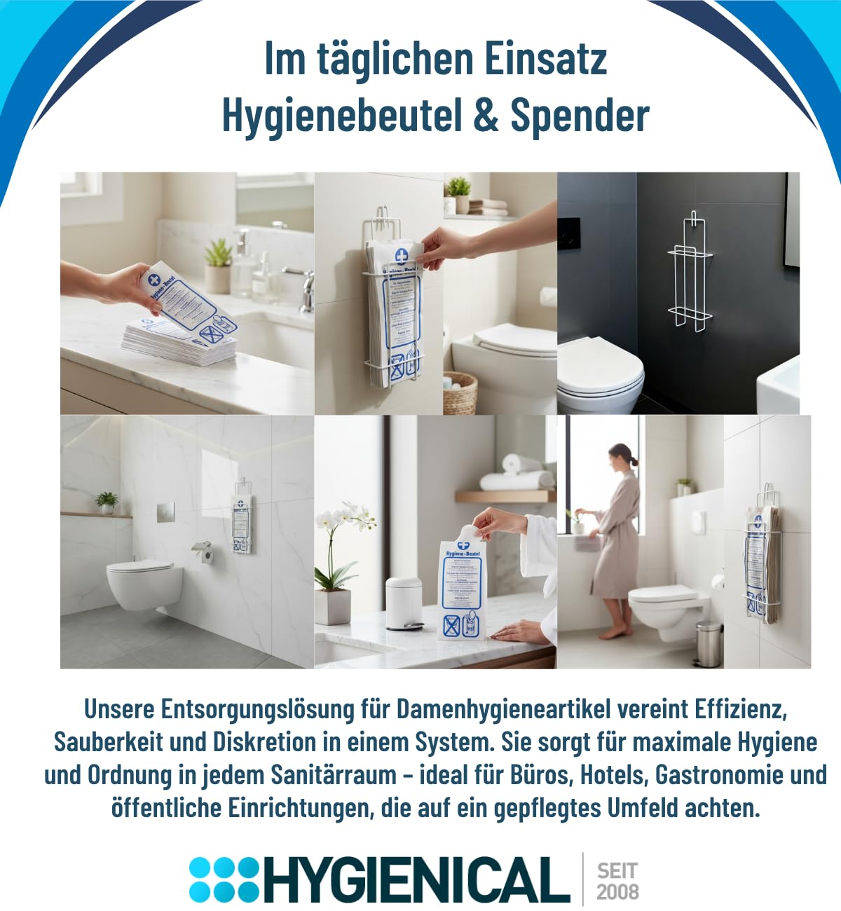 1000 Hygienebeutel aus Papier für Damenhygiene, Hygienetüten für Tampons & Binden, 12 x 4 x 28 cm, hygienisch & geruchssicher, Papier-Hygienebeutel