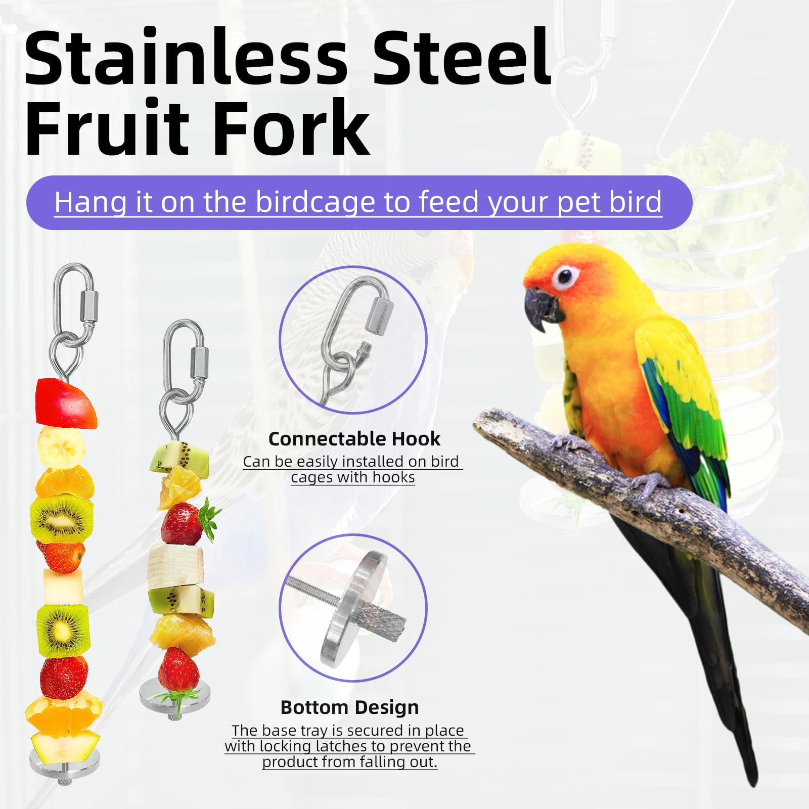 LJZP 6Pcs Rat Enrichment Toys, Stainless Steel Rat Foraging Toy for Fruit Vegetable Holder, Bird Food Holder Hanging Slow Feeder Clip for Parrot Bird Rodents - image 3