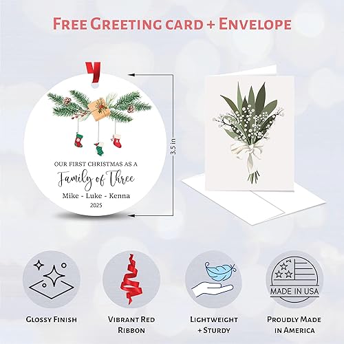 Miniatura 69 de Adorno de Navidad de familia de 3 2024, adorno personalizado para la primera Navidad del bebé, recuerdo de adorno familiar con tema de oso, 3.5