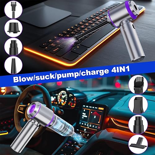 Miniatura 3 de Aspiradora portátil inalámbrica para automóvil, 18000 PA, 3 en 1, de alta potencia, mini aspiradora de aire comprimido, aspiradora de mano portátil
