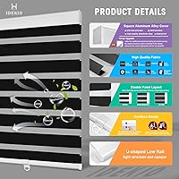 Vista 3 de Persianas de cebra para ventanas, persianas enrollables de cebra sin cordones de tamaño personalizado, persianas enrollables opacas de doble capa