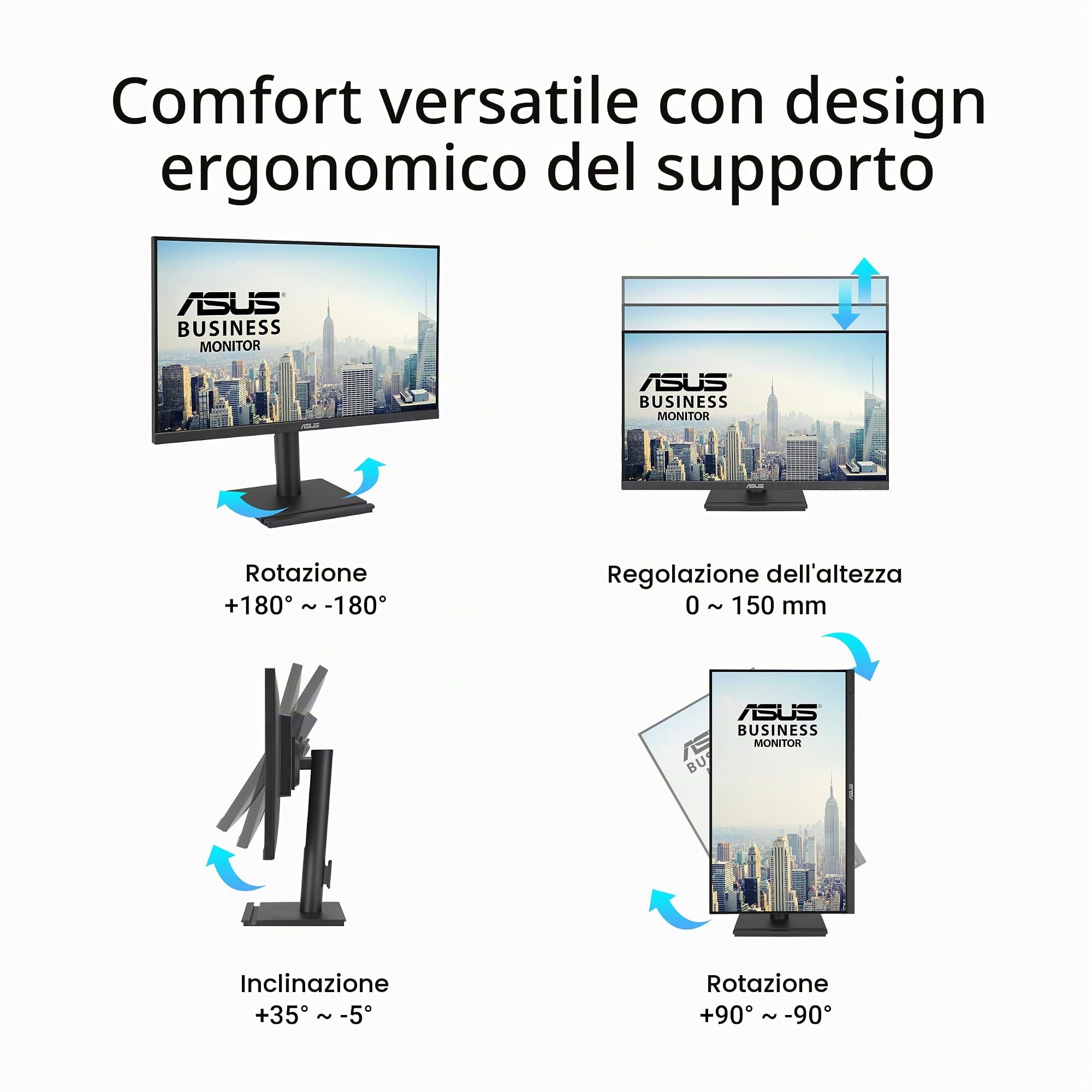 ASUS VA27DQFS, Monitor business da 27” FHD IPS (1920 x 1080), Nero