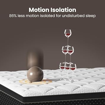 Medium Firm Queen Size Mattress, 14 inch Hybrid Mattress in a Box with Zoned Lumbar Support for Side Sleepers, Pressure Relief, Fiberglass Free,