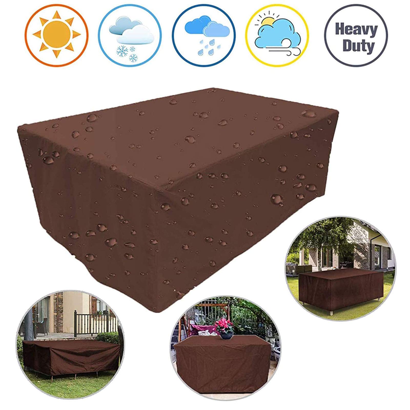 Fodera per mobili da Giardino 127x127x67cm, Fodere per mobili da Esterno Rettangolare Impermeabile, Impermeabile, Antivento, Anti-UV, Fodere per mobili da Esterno in Tessuto Oxford