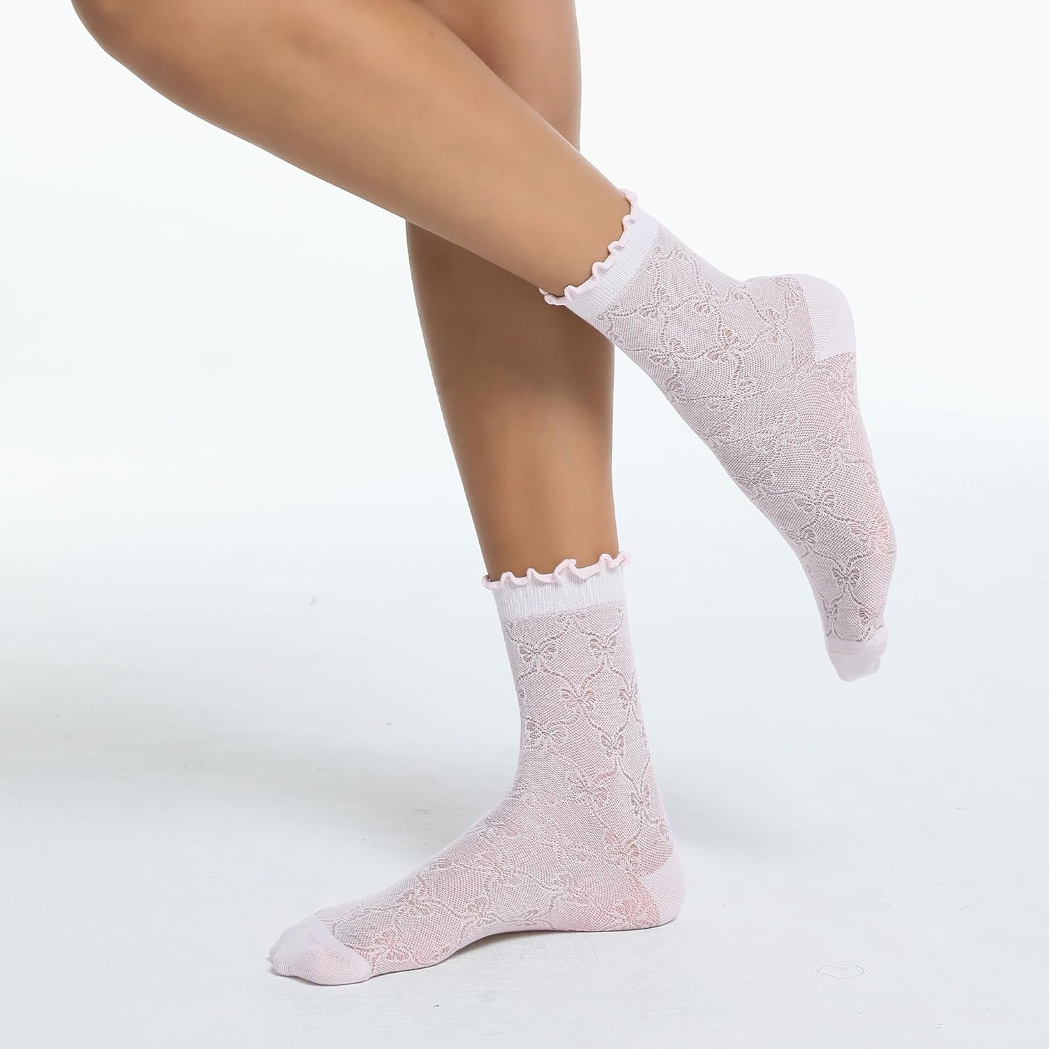 Women's Ruffle Socks,Cute sheer Thin Cotton Sock, Friily Cuff,Cool Lace Elegant Socks,Girl's Sock 6 Pack (Size5-9) - Image 8