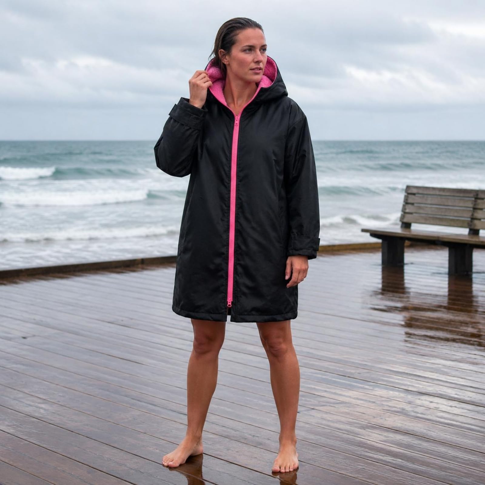 Amagogo Kinder Surfponcho Badeponcho Umkleidemantel Kapuzenmantel Badetrockner aus Weichem Mikrofaserstoff Warm Und Saugfähig mit Kapuze Und Taschen für
