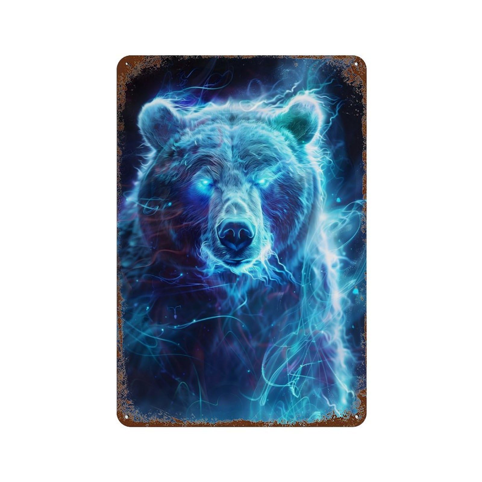 Neon Spirit Bear Funny Office Metal Tin Signs Humor Wall Art Decor for Bathroom Toilet Room Hallway Pet Area 11.8"x7.9"