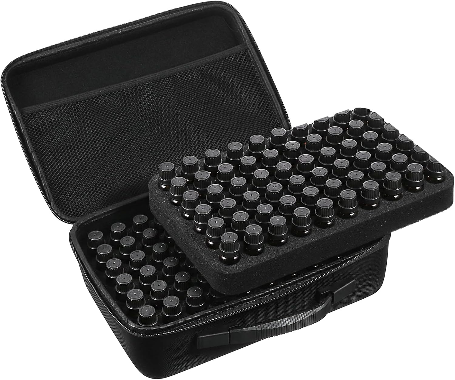 EVA Essential Oil Storage Case, Ink Storage Carry Case, 120 Slots 2-Layer Organizer Holds 5ml 10ml 15ml Bottles, Hard Shell Travel Bag with Foam Insert & Handle for Home, Office, Massage Therapist