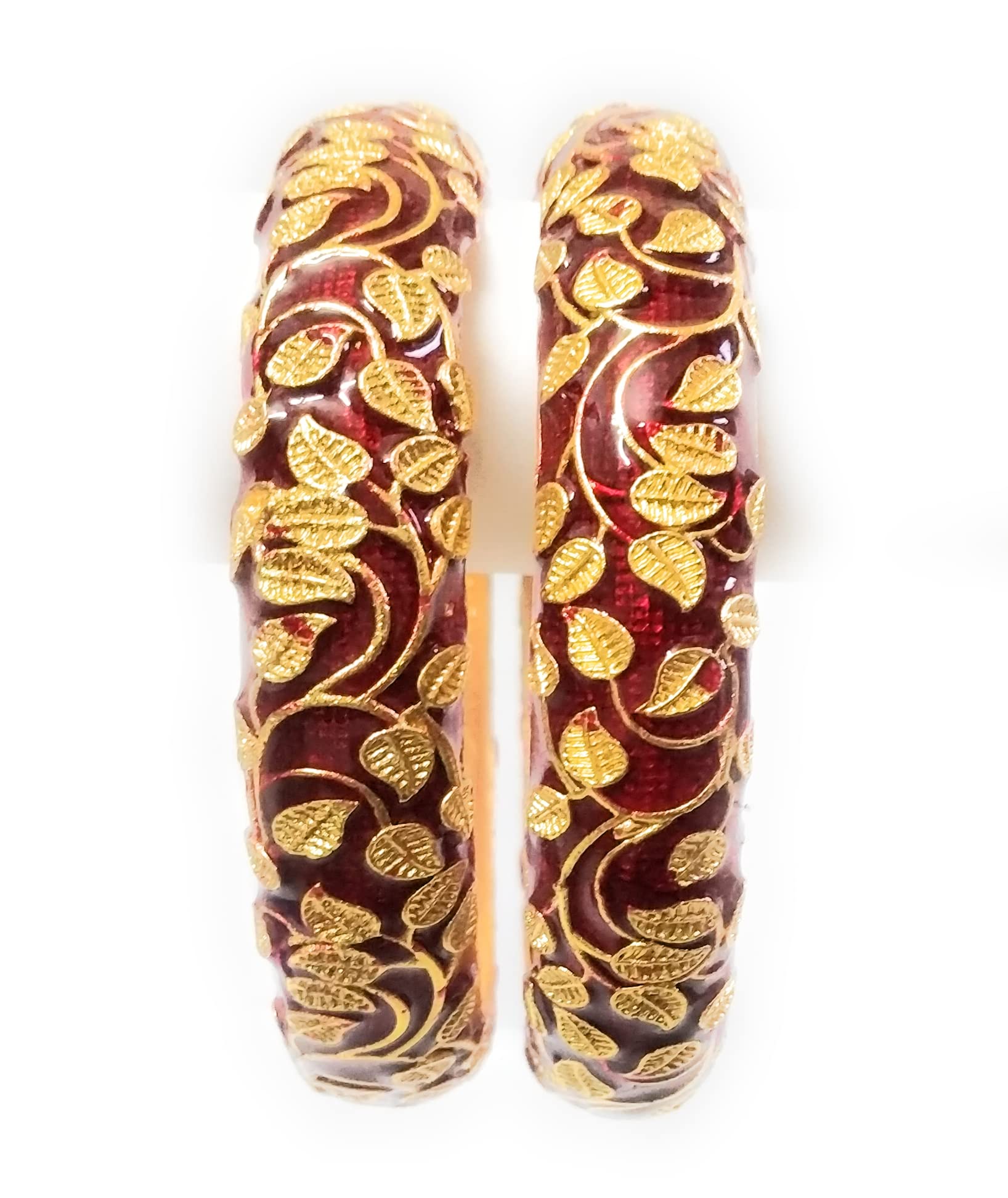 GenericSantosh Enterprise Antique Gold Plated Ruby Meenakari Bangles Set Jewellery For Girls and Women's.(Set of 2 piece)