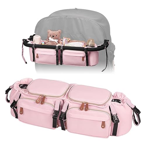 Organizador de cochecito doble para Bob Duallie y Baby Jogger City Mini GT2, organizador de cochecito doble con soporte para tazas y 2 bolsillos