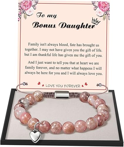 Stocking Stuffers for Teens, Christmas Gifts for Mom from Daughter Beaded Bracelets for Women Teen Girl Gifts Adjustable Charm Link Bead Birthday Graduation Gift for Her Girlfriend Sister