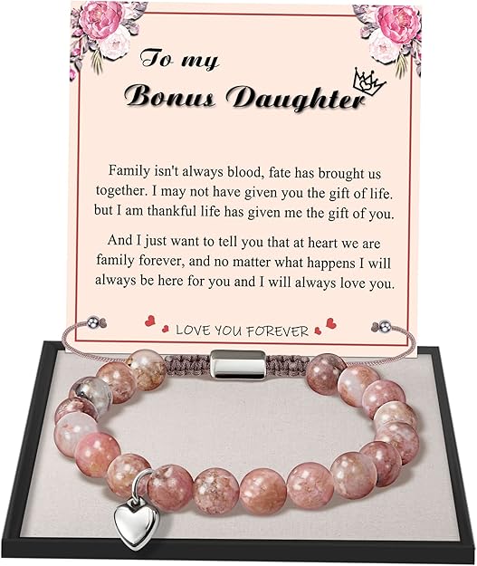 Stocking Stuffers for Teens, Christmas Gifts for Mom from Daughter Beaded Bracelets for Women Teen Girl Gifts Adjustable Charm Link Bead Birthday Graduation Gift for Her Girlfriend Sister