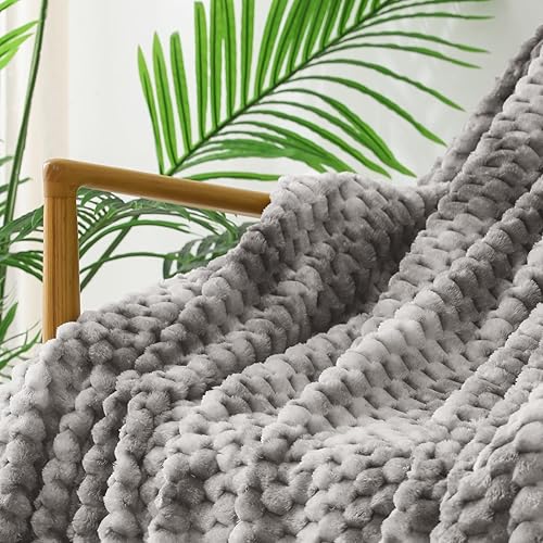 Miniatura 5 de Exclusivo Mezcla Manta de forro polar suave extra grande, 50 x 70 pulgadas, diseño de nubes 3D, elegante manta jacquard para sofá, acogedora, cálida