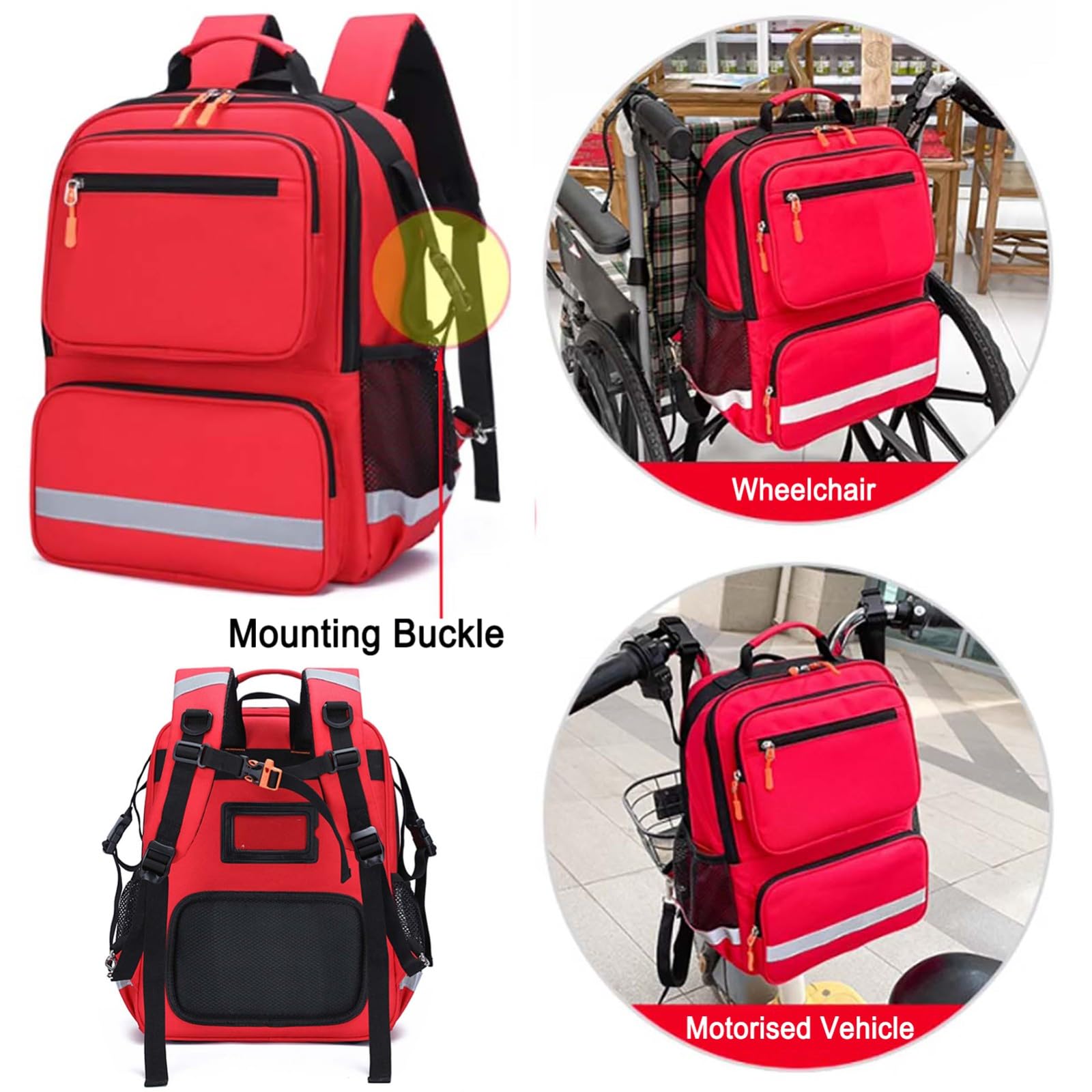 Cubstone Bolsa para Silla de Ruedas, Bolsa de Almacenamiento para Accesorios de Silla de Ruedas, Mochila Silla de Ruedas Impermeable y Práctico - para Sillas de Ruedas eléctricas, Andadores (B)