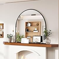VooBang 31x32 Inch Arched Black Wall Mirror - Modern Framed Bathroom Vanity Mirror, Easy Hang for Bedroom Living Room