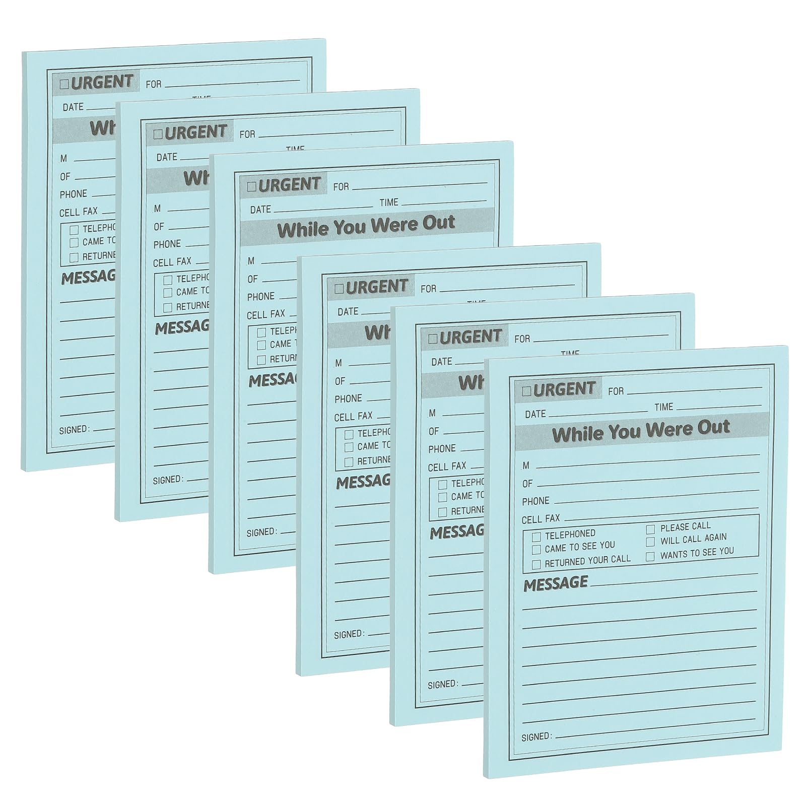 PATIKIL 6 Pack While You were Out Message Pad, 4.25 x 5.5 Sticky Notes Notepads 50 Sheets Per Pad Memo Phone Message Pads for Office, Blue