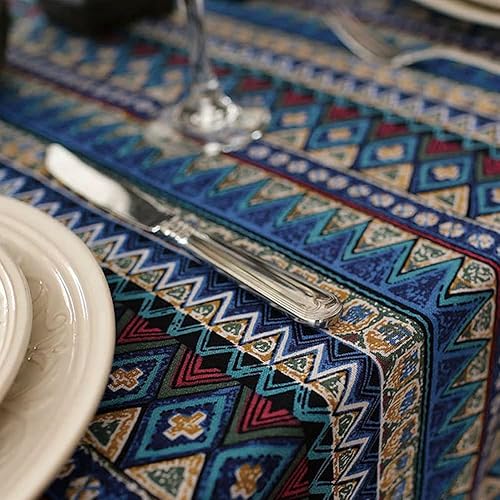 Miniatura 5 de LeLehome - Mantel de algodón con diseño de girasoles antiguos y florales, de algodón duradero con encaje, bordado, lavable, mantel para cena, picnic