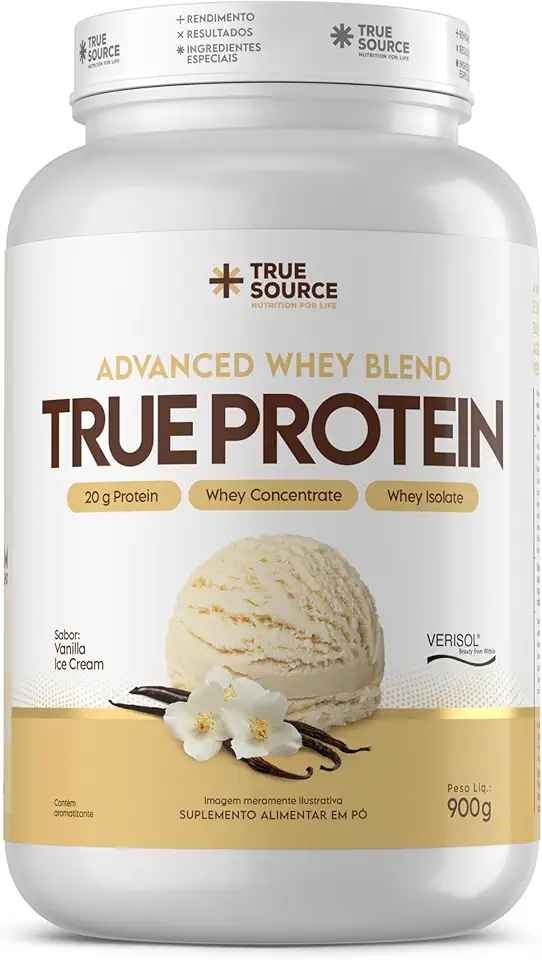 True Protein 900 g – True Source | Blend Avançado com Whey, Colágeno e VERISOL® | Alta Performance & Nutrição (900g, Vanilla Ice Cream)