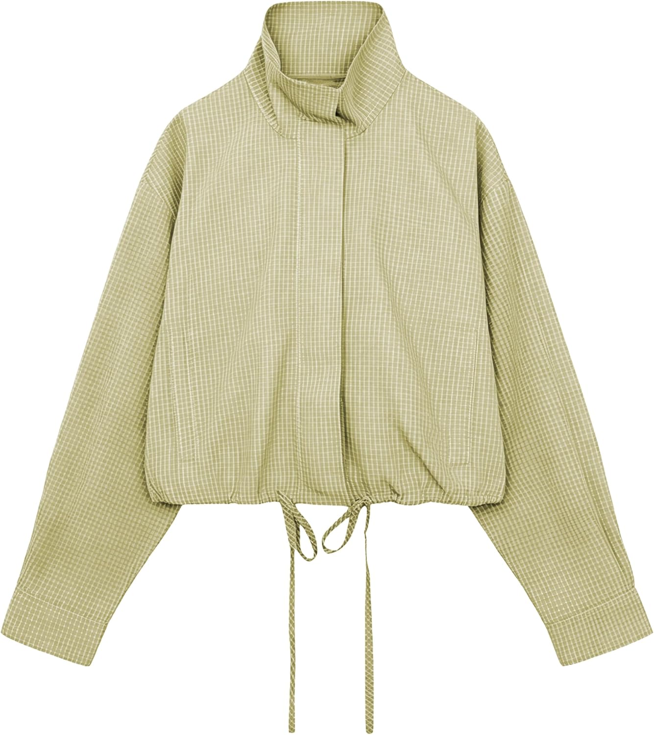 Womens Gingham Jacket Casual Lightweight Cropped Coat image 4