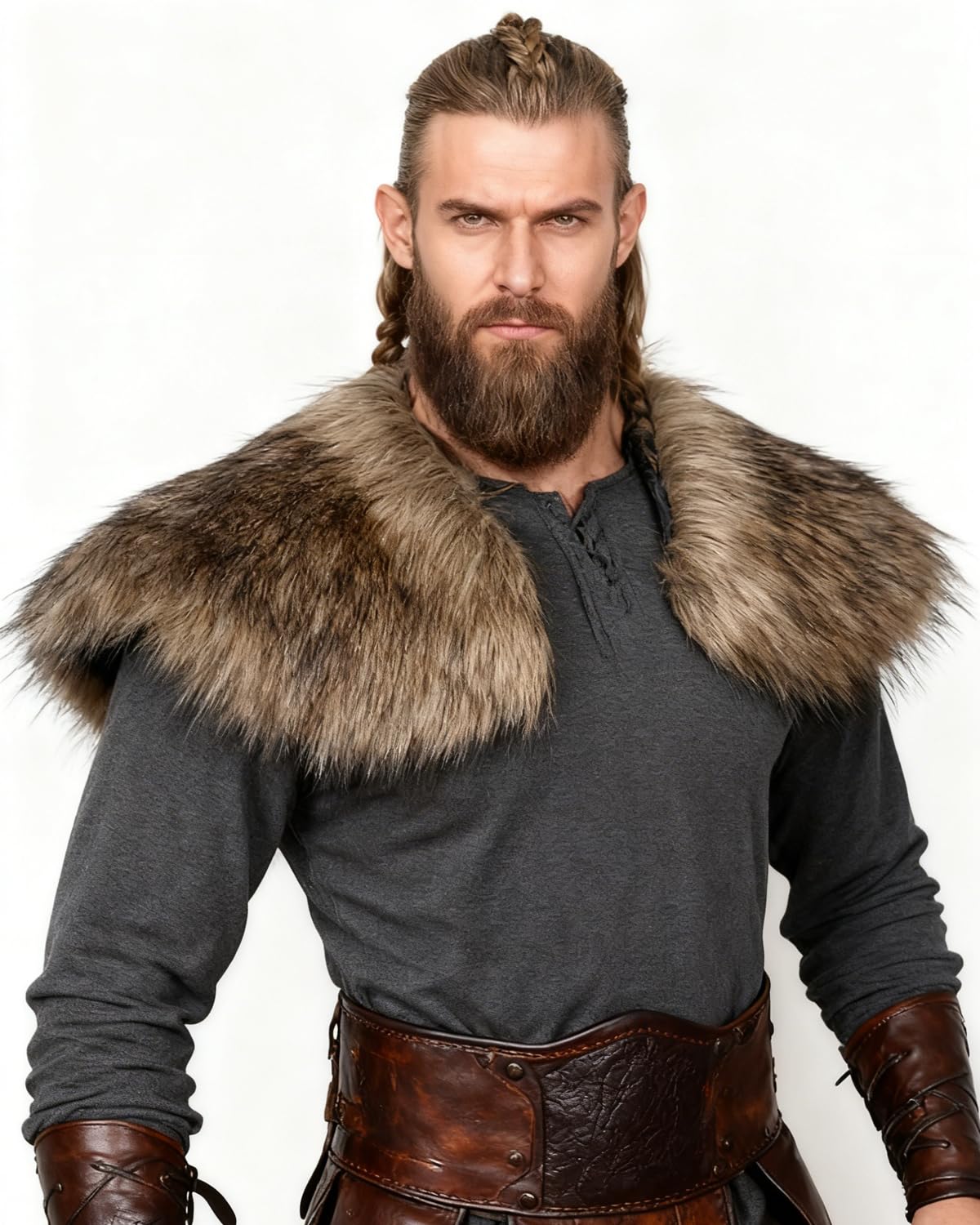 keland Viking Kunstfell Kragen für Männer Schal Capelet Wrap Kostüm Accessoire