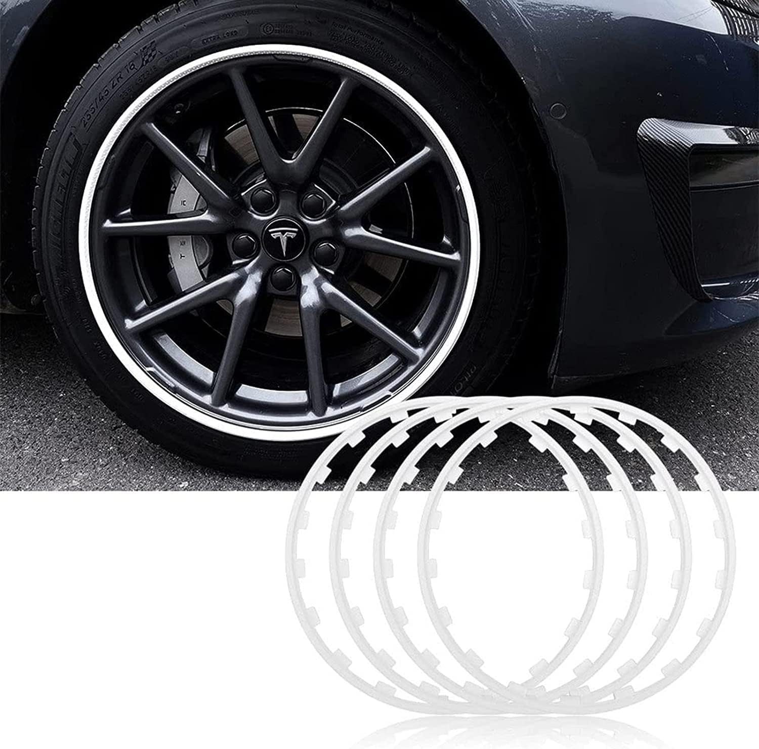 Wheel Rim Protector 16-20 in Wheels Rim Protectors, Wheel Edge Ring Trims Car Accessories, Universal Tire Rim Guard Rimblade, Anti-Scratch Car Refit Trims Kit, Set of 4