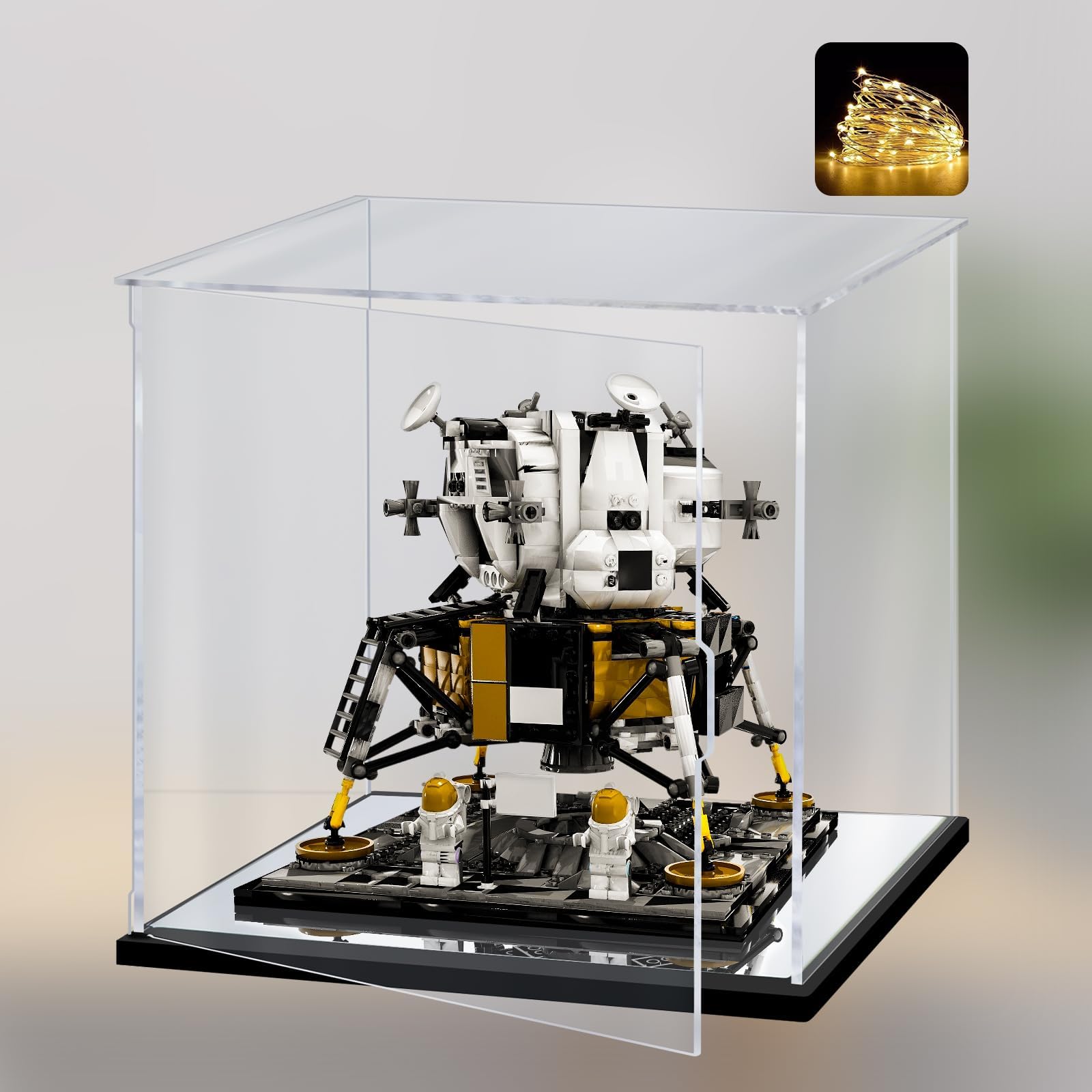Clear Acrylic Display Case for Action Figure Lego Model,Display Box with Mirror Base,Dustproof Showcase Organizer Box for Collections(9.8*9.8*9.8inch)