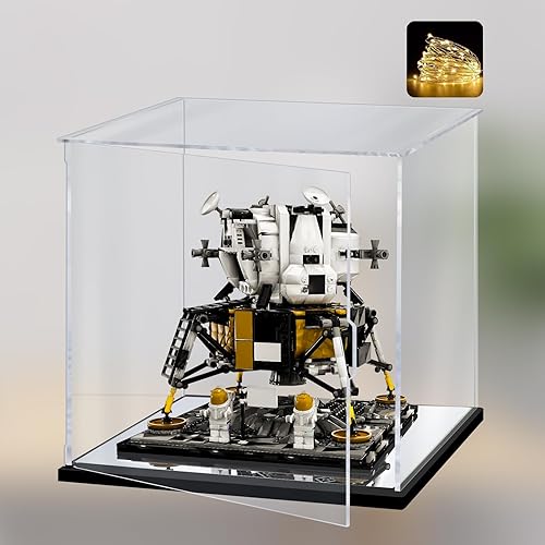 Naconmlet Vitrina de acrílico transparente para figura de acción modelo Lego, caja de exhibición con base de espejo, caja organizadora a prueba de