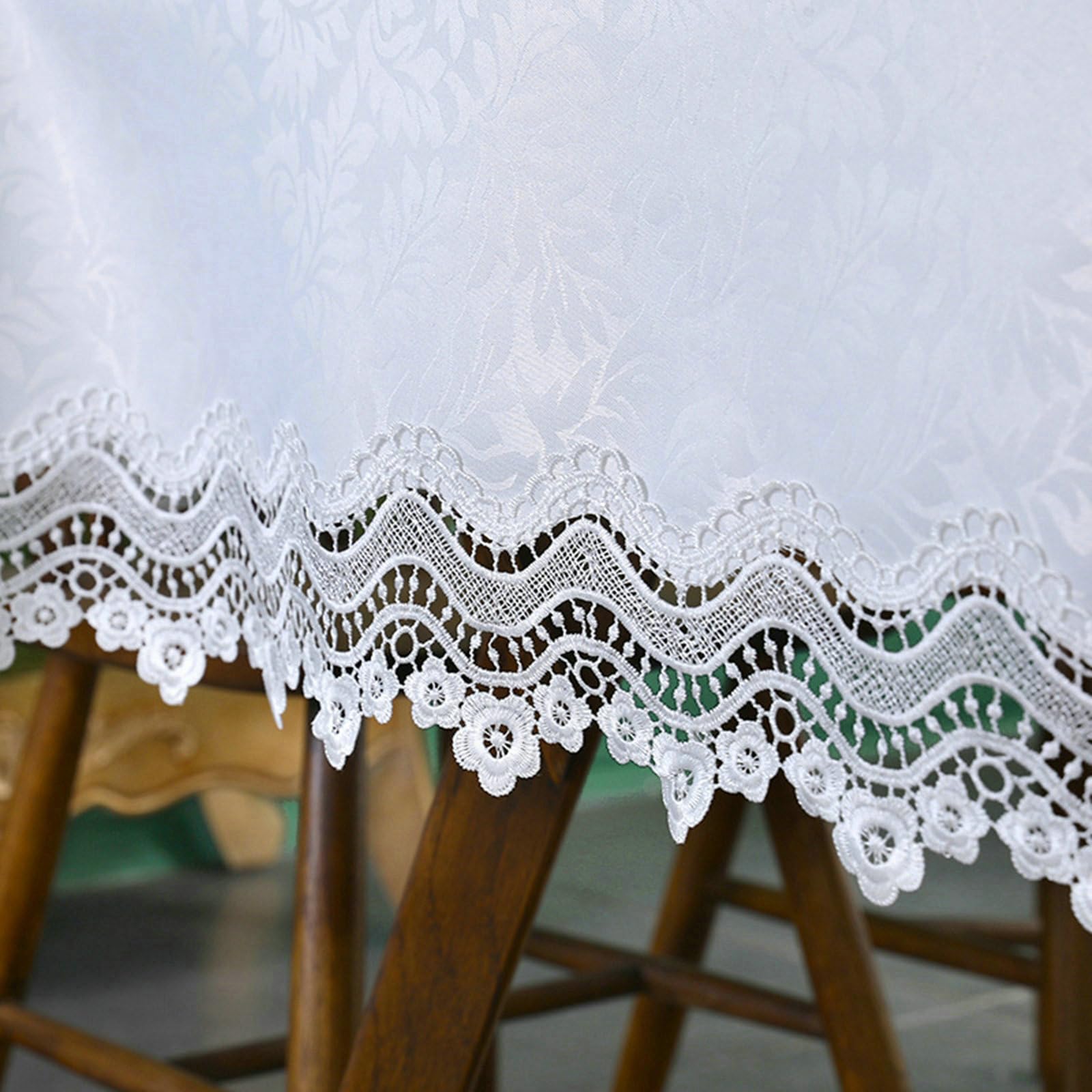 Tischdecke Rechteckig 150x300 cm, Spitze Blume Stickerei Polyester